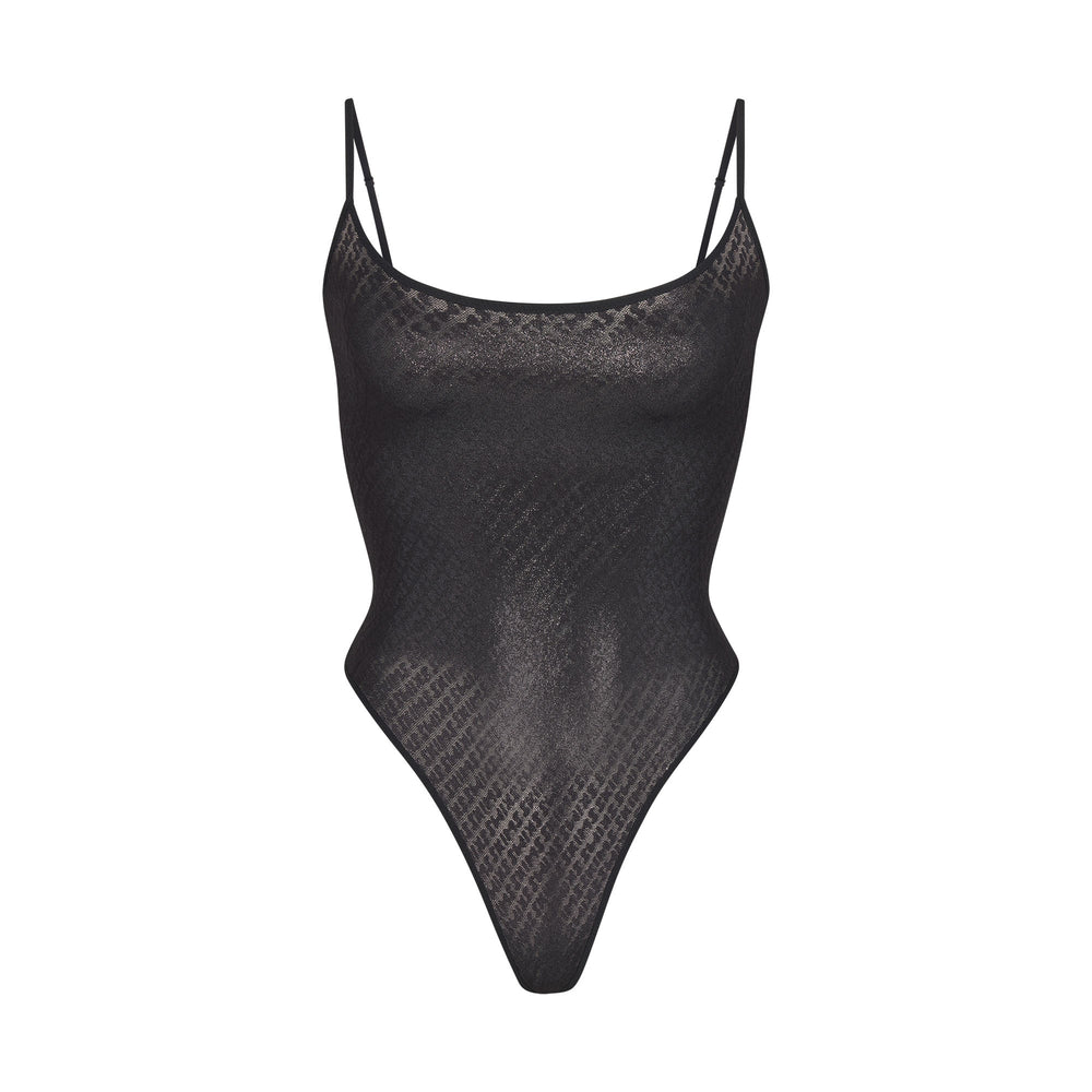 Skims LOGO MESH FOIL Cami Bodysuit Čierne | DRLZ-30874