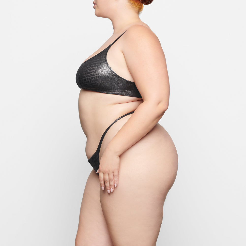 Skims LOGO MESH FOIL SKIMPY TRIANGLE Bralette Čierne | EVAB-39164