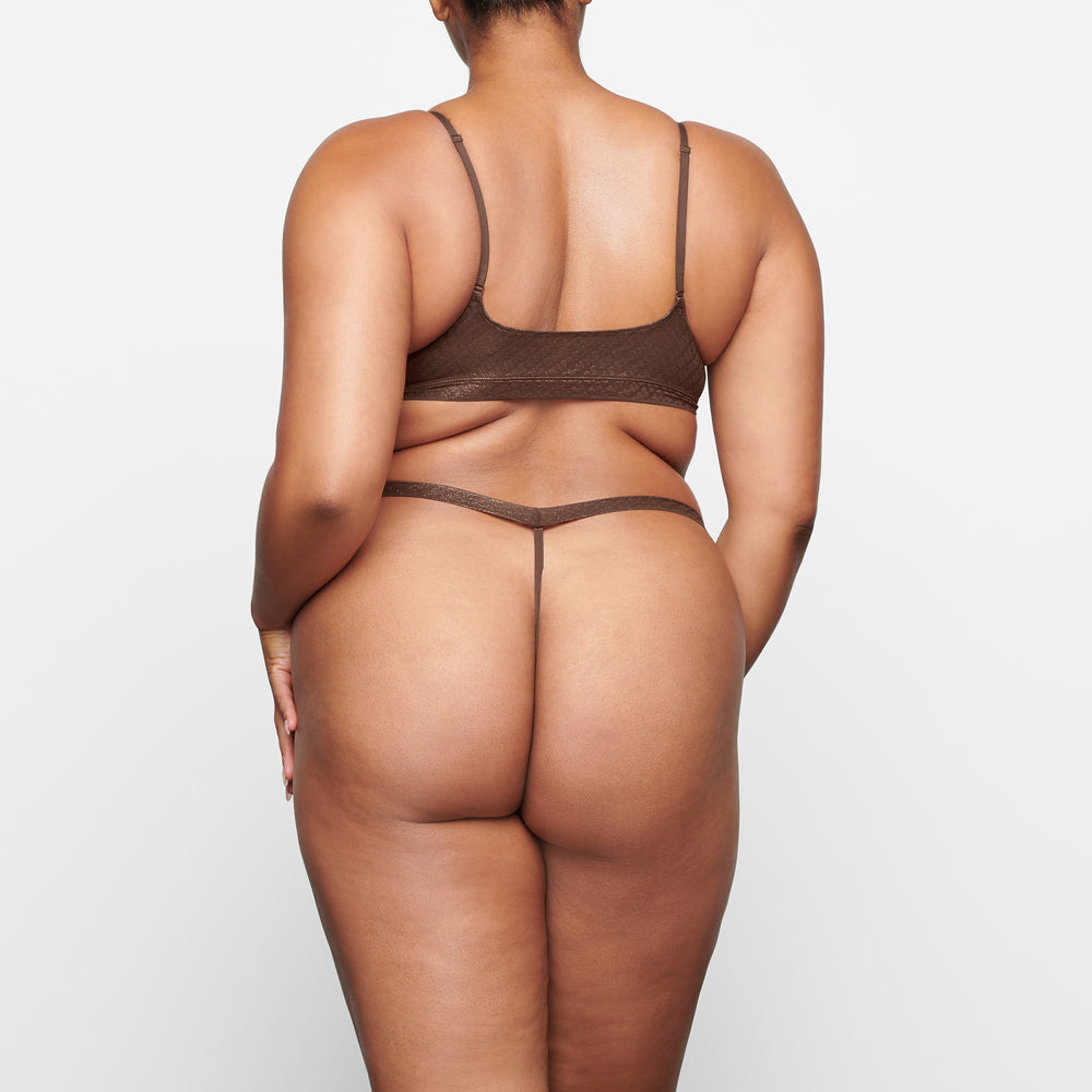 Skims LOGO MESH FOIL SKIMPY TRIANGLE Bralette Čokoláda | QGDE-64701