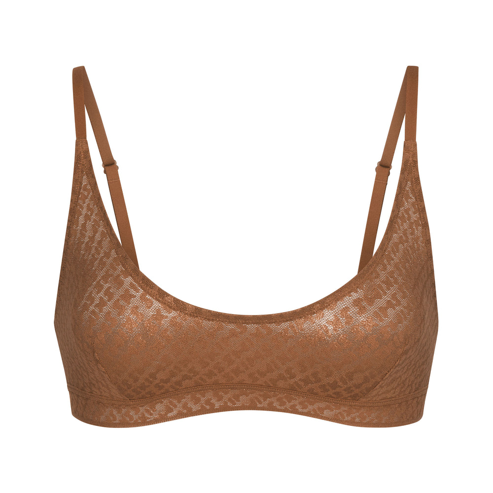 Skims LOGO MESH FOIL SKIMPY TRIANGLE Bralette Hnede | UDSJ-23049