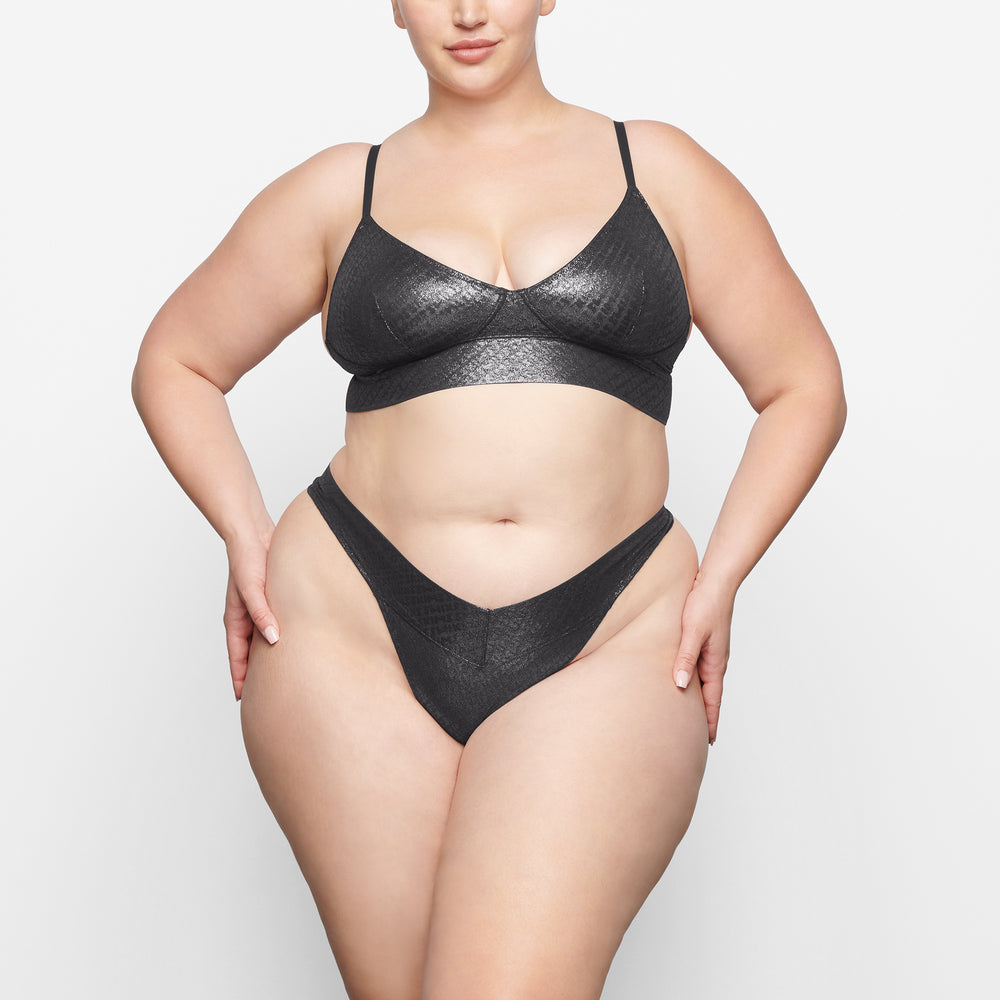 Skims LOGO MESH FOIL TRIANGLE Bralette Čierne | APFI-12657
