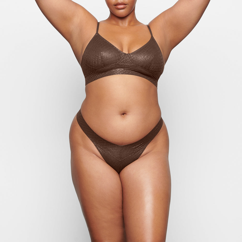 Skims LOGO MESH FOIL TRIANGLE Bralette Čokoláda | ZCPO-09462