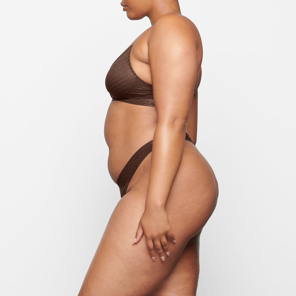 Skims LOGO MESH FOIL TRIANGLE Bralette Čokoláda | ZCPO-09462