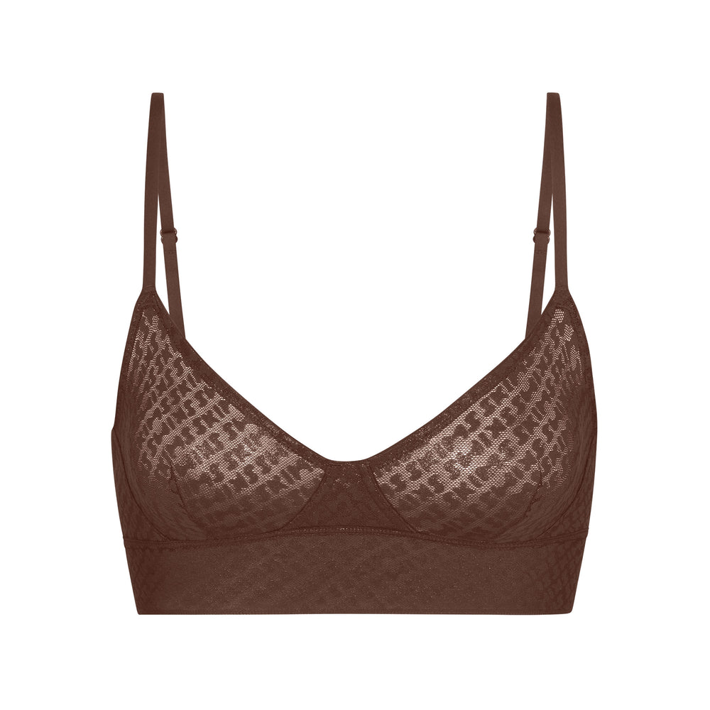 Skims LOGO MESH FOIL TRIANGLE Bralette Čokoláda | ZCPO-09462
