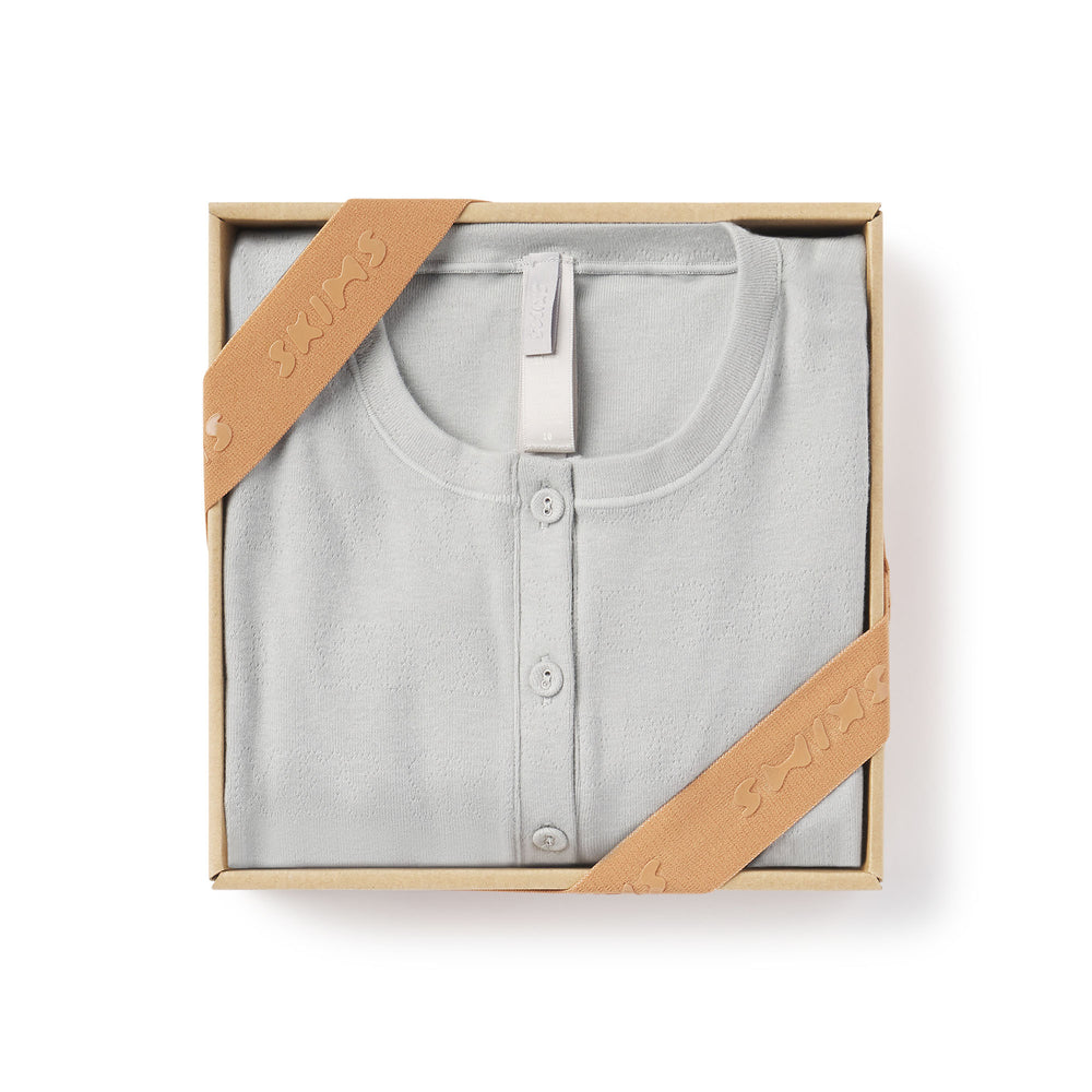 Skims LOGO POINTELLE HENLEY ONESIE Detske Svetlo Siva | KJOL-30982