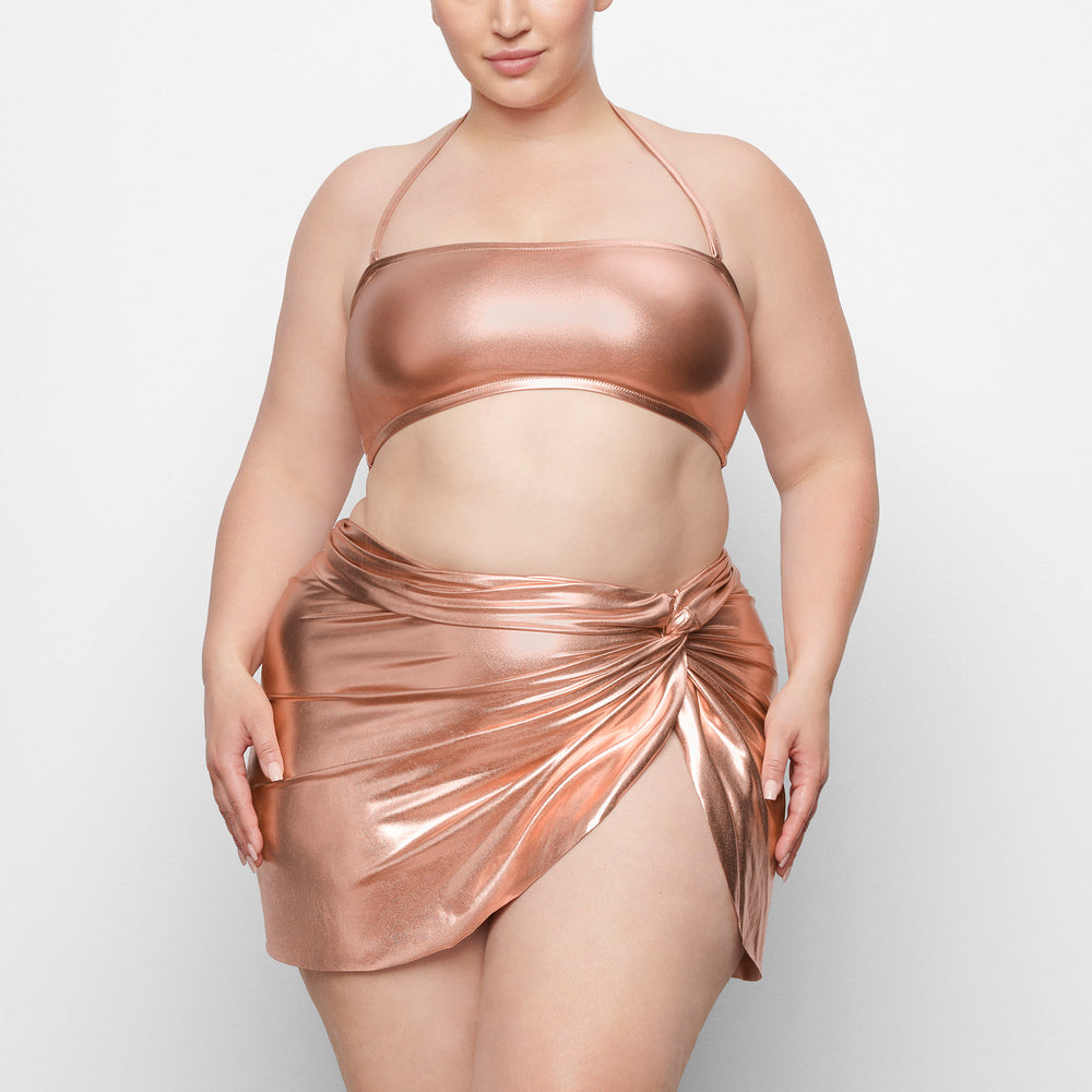 Skims METALLIC SWIM BANDEAU BIKINI TOP Two Pieces Ruzove Zlate | MBKU-75182