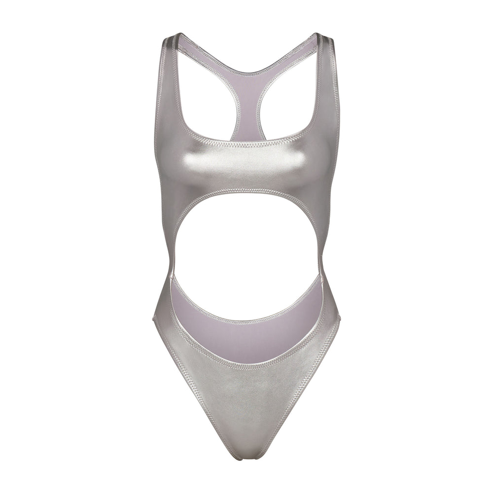 Skims METALLIC SWIM CUT-OUT MONOKINI One Piece Siva | OVXR-94782