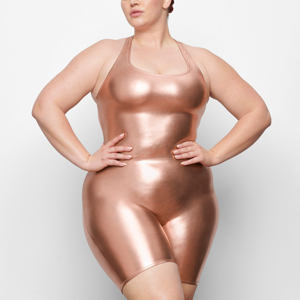 Skims METALLIC SWIM CYCLE SUIT One Piece Ruzove Zlate | SNXA-42013