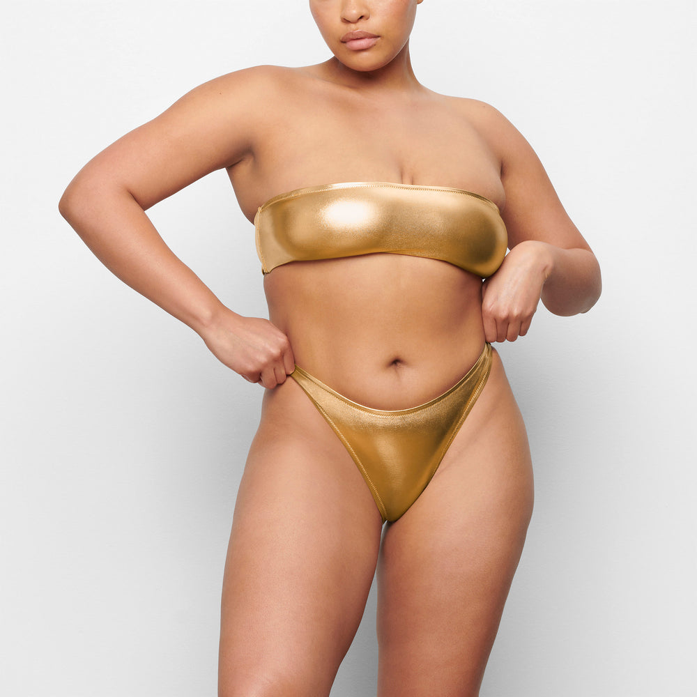 Skims METALLIC SWIM DIPPED MID WAIST BOTTOMS Two Pieces Zlate | XTQJ-13652