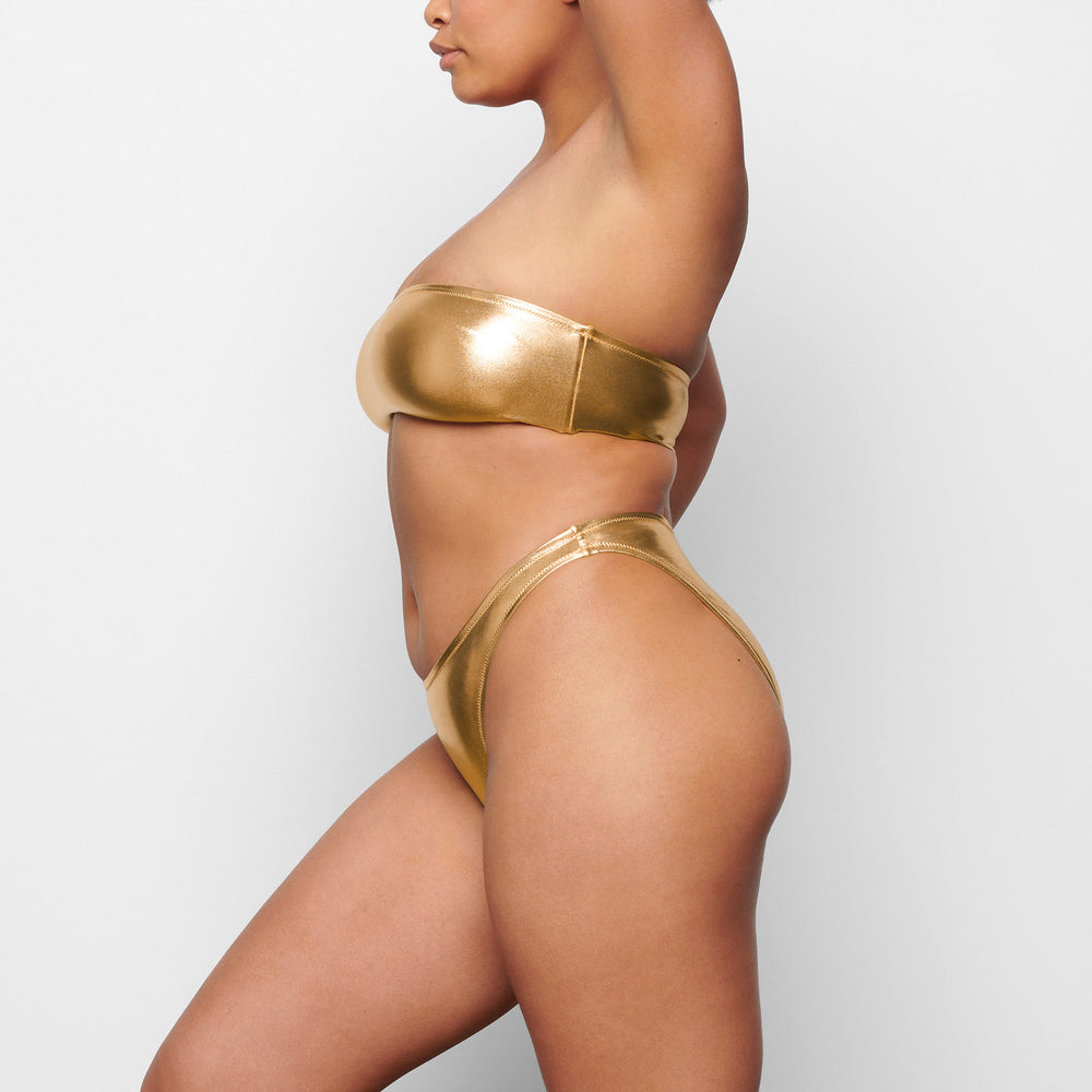 Skims METALLIC SWIM DIPPED MID WAIST BOTTOMS Two Pieces Zlate | XTQJ-13652