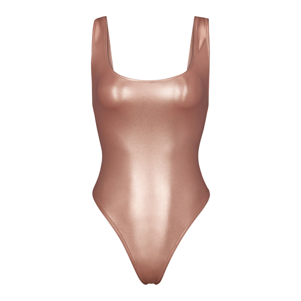 Skims METALLIC SWIM HIGH CUT One Piece Ruzove Zlate | HBTZ-85076