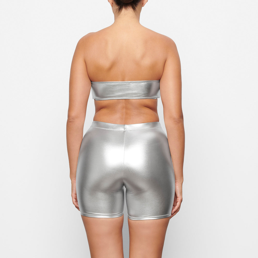 Skims METALLIC SWIM MID WAIST SHORT Cover Ups Siva | XZOK-14825
