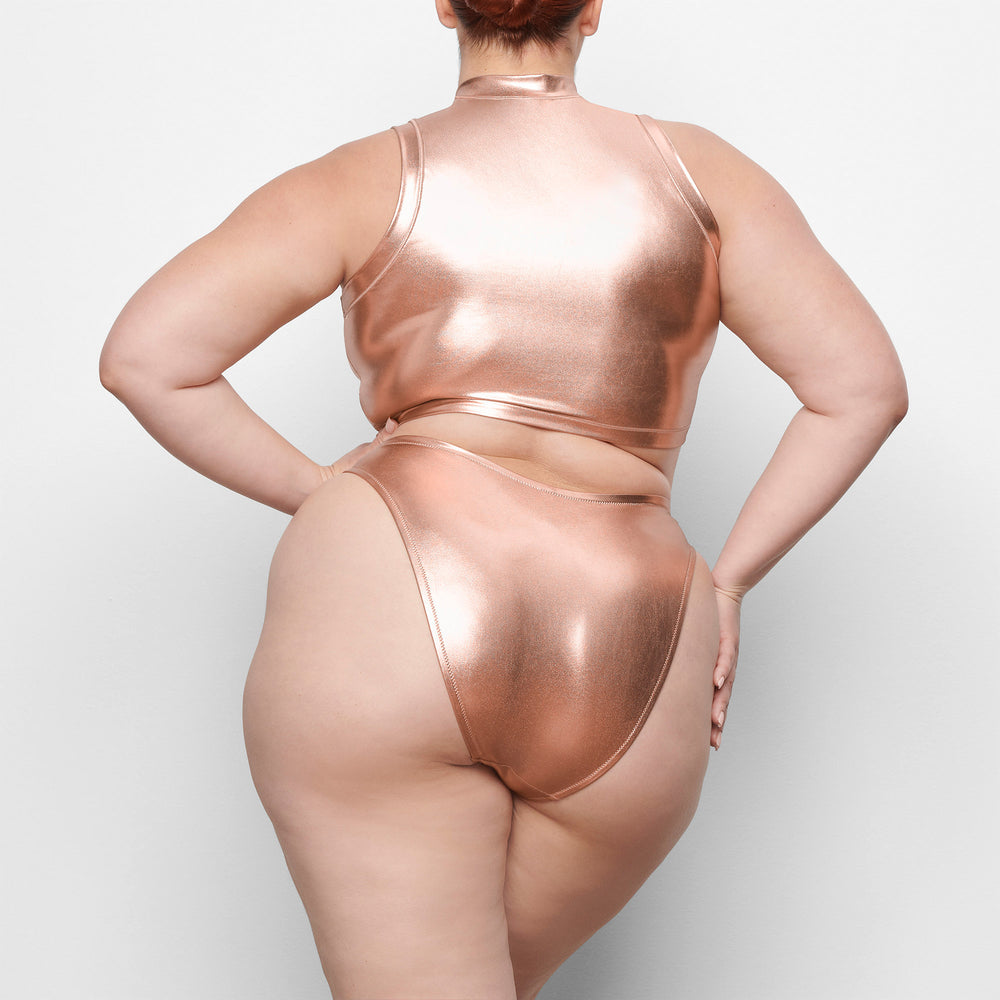 Skims METALLIC SWIM MOCK NECK TANK Two Pieces Ruzove Zlate | ZLDG-13859