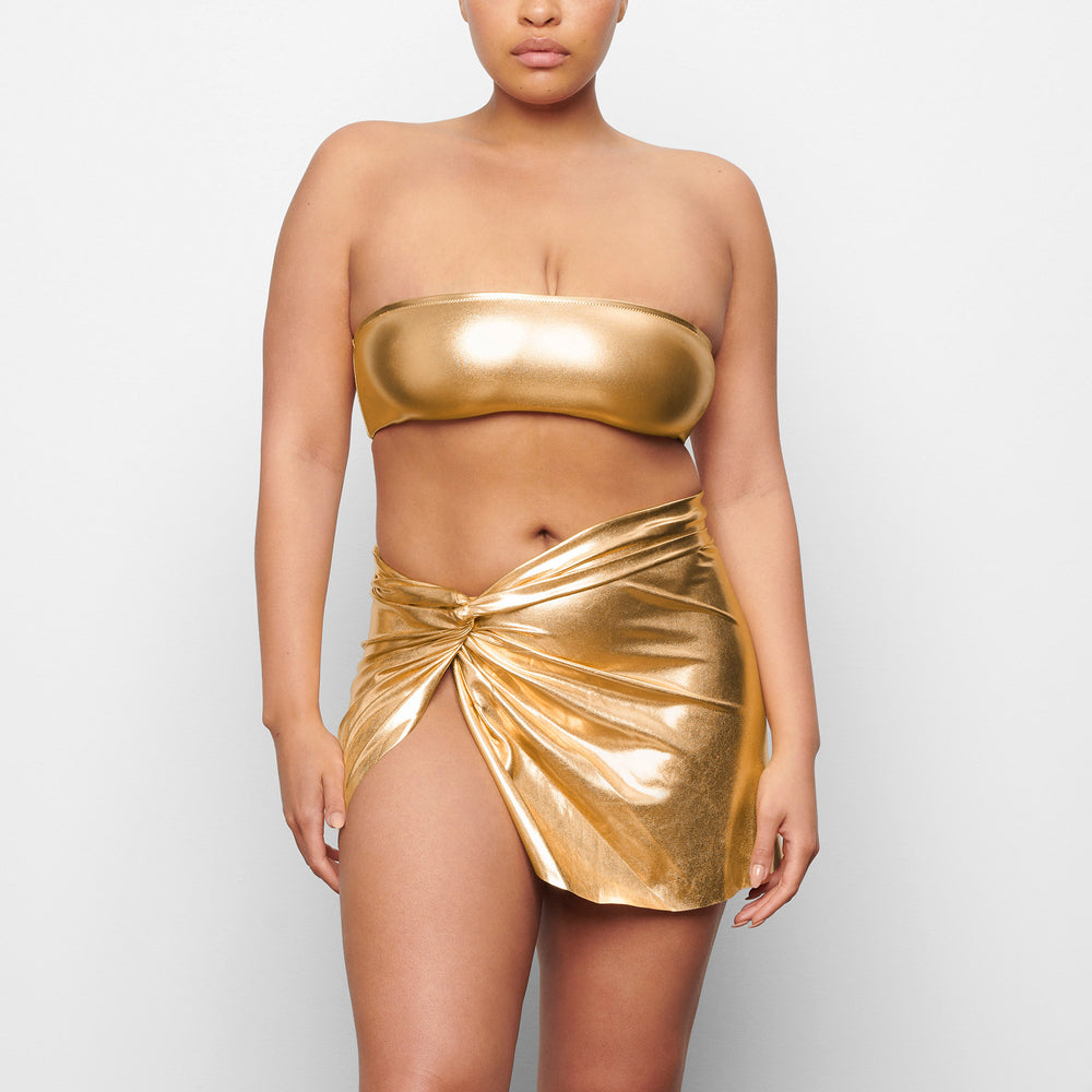 Skims METALLIC SWIM SARONG MINI SKIRT Two Pieces Zlate | GAMC-36015