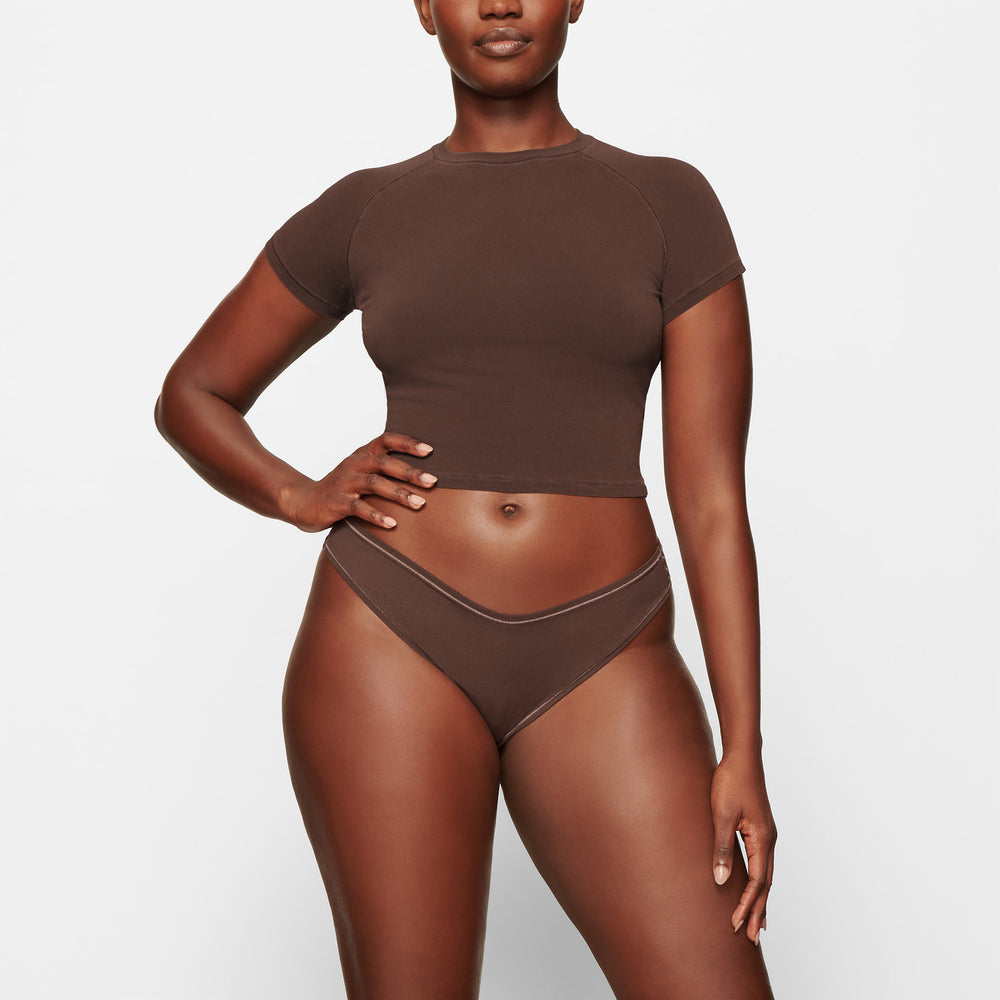 Skims NEW VINTAGE CROPPED RAGLAN T-shirt Čokoláda | HDLG-59024