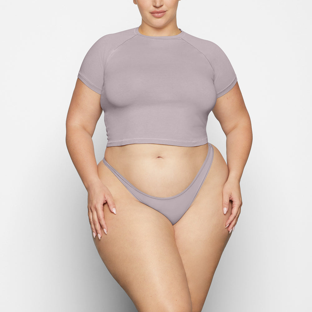 Skims NEW VINTAGE CROPPED RAGLAN T-shirt Strieborne | JLQV-78239