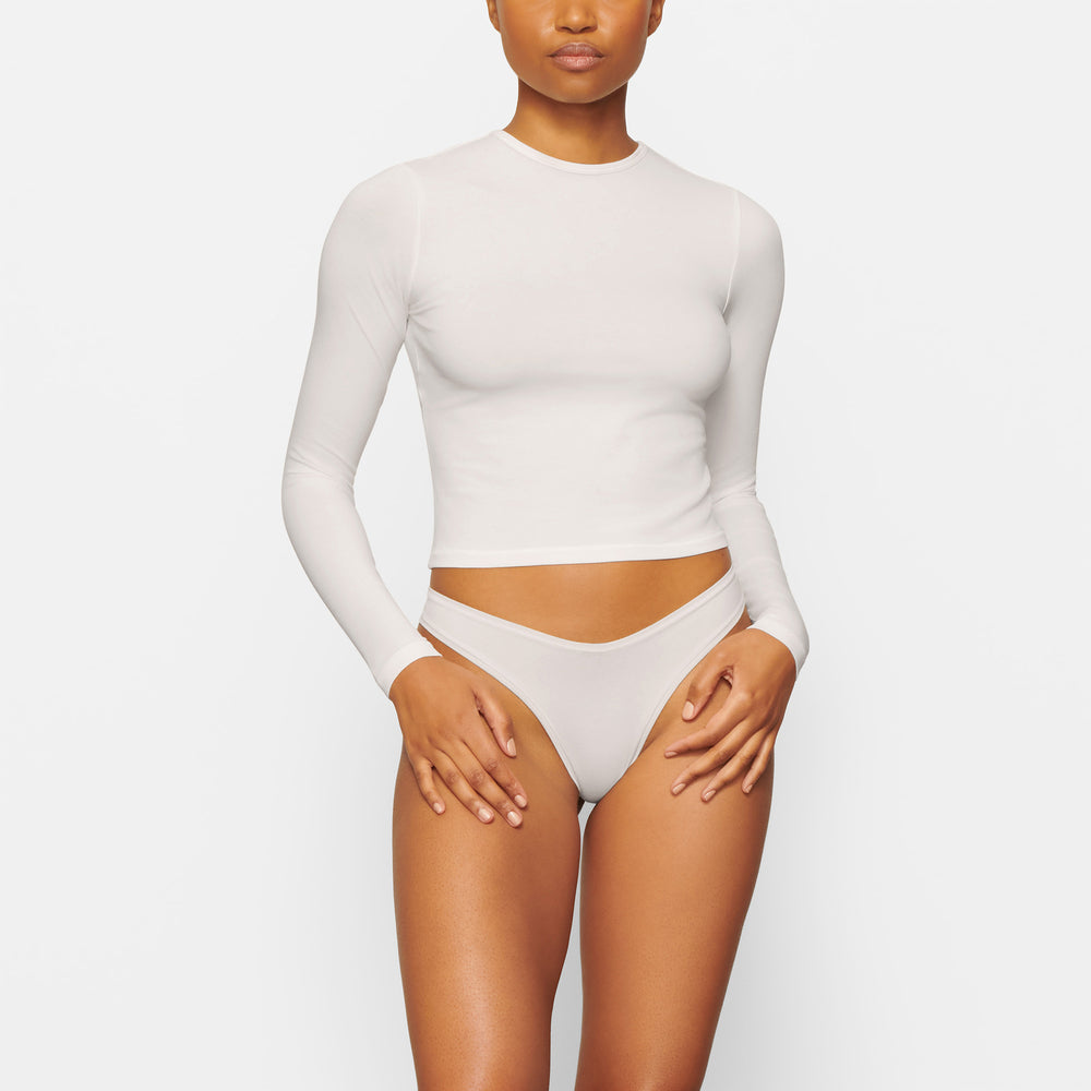 Skims NEW VINTAGE LONG SLEEVE T-shirt Biele | CVQZ-82167