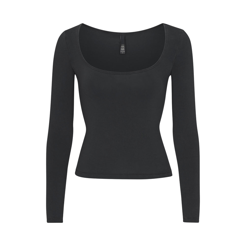 Skims NEW VINTAGE SCOOP LONG SLEEVE T-shirt Modre Svetlomodrá Čierne | SNXC-12806