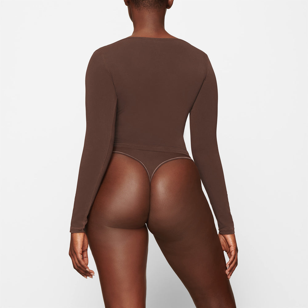 Skims NEW VINTAGE SCOOP LONG SLEEVE T-shirt Čokoláda | VZRL-35076