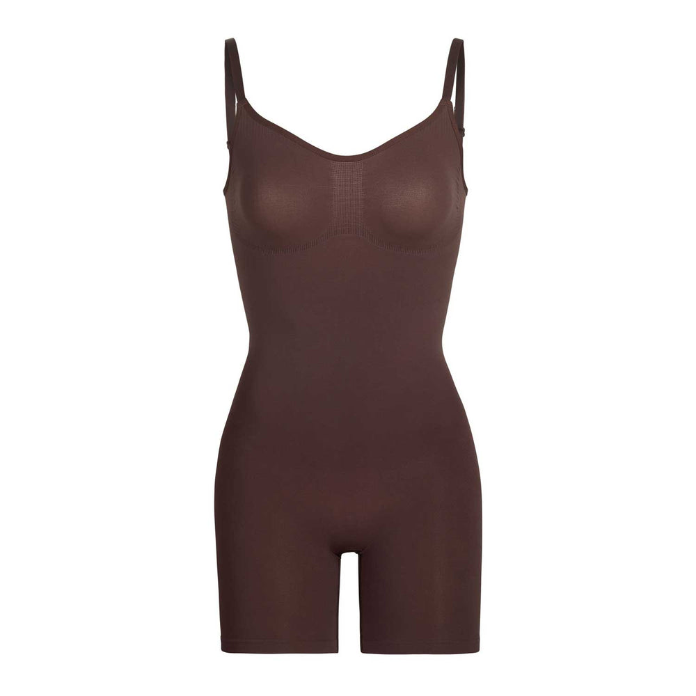 Skims SCULPTING BODYSUIT MID THIGH W. OPEN GUSSET Bodysuit Čokoláda | KELO-37128