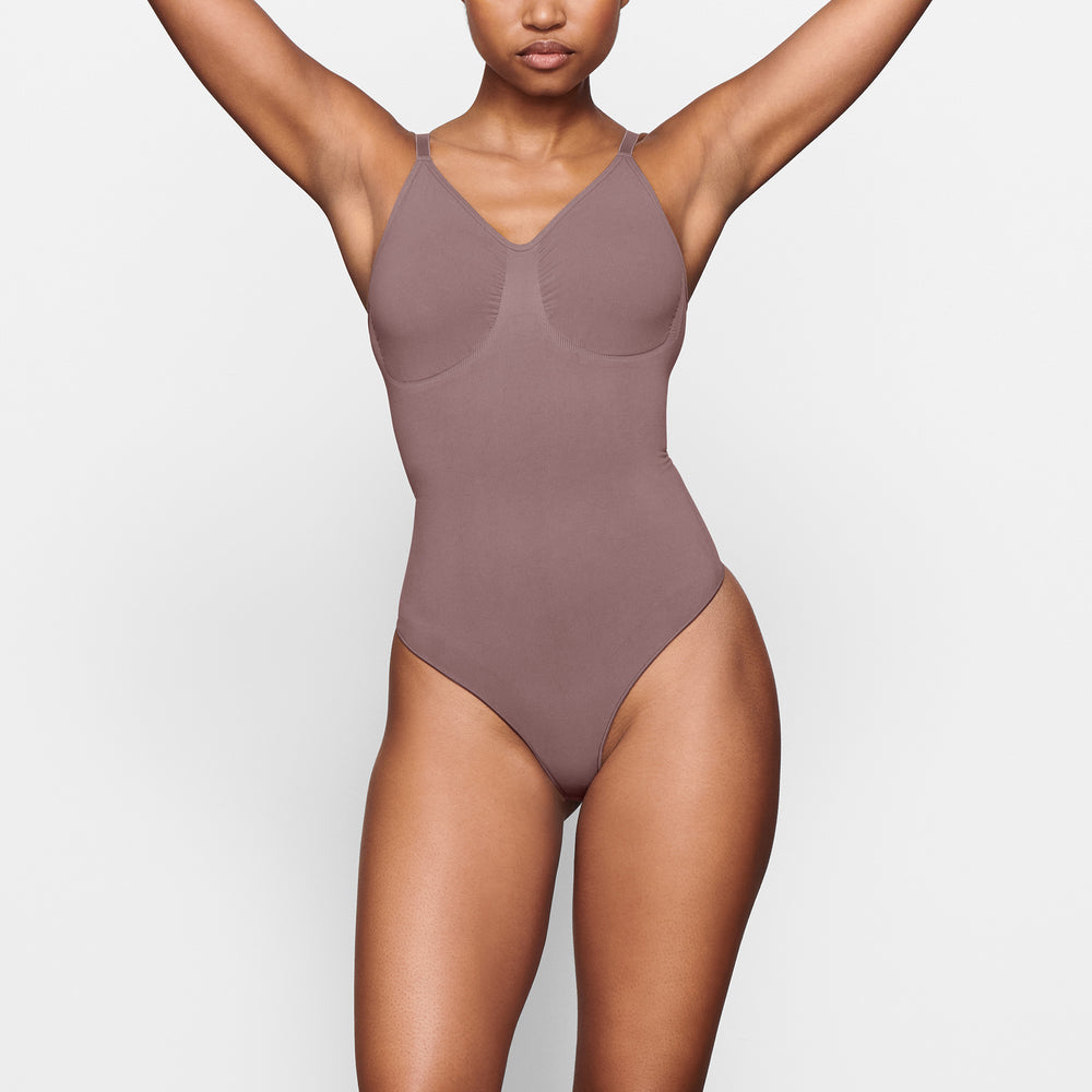 Skims SCULPTING THONG Bodysuit Hnede | FUWG-37489