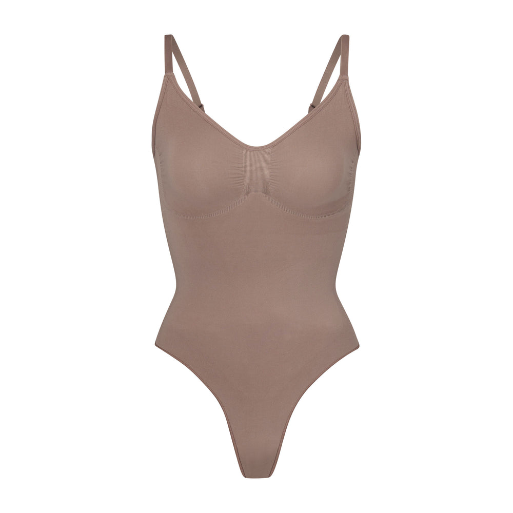 Skims SCULPTING THONG Bodysuit Hnede | FUWG-37489