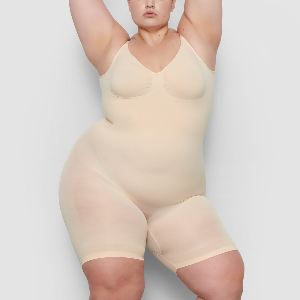Skims SEAMLESS SCULPT MID THIGH Low Back Bodysuit Hnede | RDXM-61805