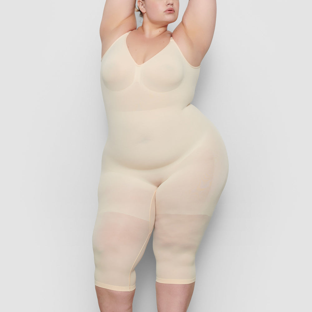 Skims SEAMLESS SCULPT WITH HOSIERY LEG Low Back Bodysuit Hnede | TMGR-68435