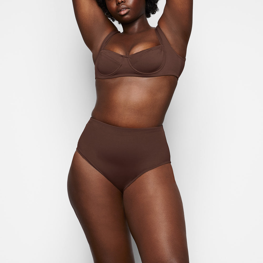 Skims SHAPING SWIM HIGH WAIST BIKINI BOTTOM Two Pieces Čokoláda | JOFQ-43729