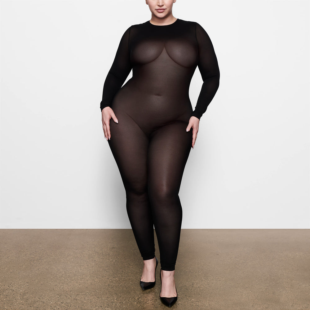 Skims SHEER SCULPT CATSUIT Bodysuit Čierne | HQMO-61785