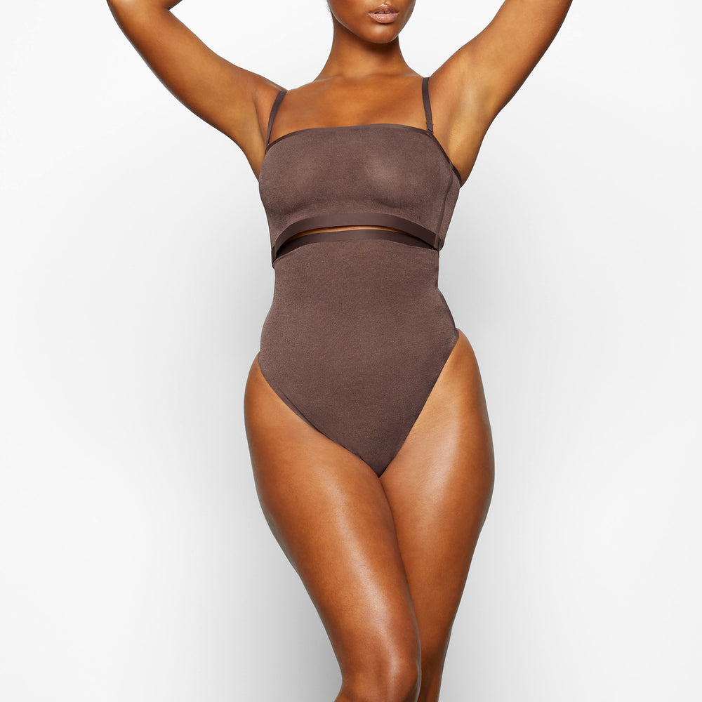 Skims SHEER SCULPT HIGH WAIST Thong Čokoláda | TXEA-14692
