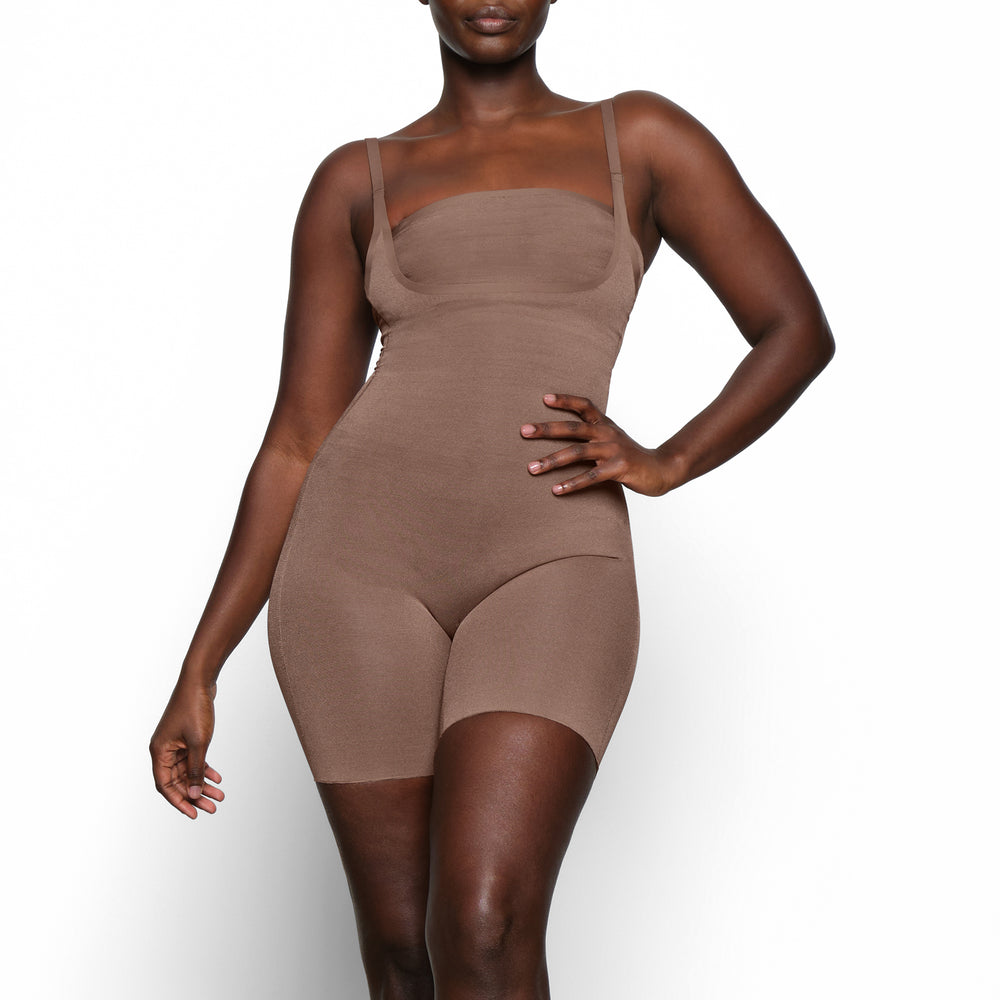 Skims SHEER SCULPT OPEN BUST Bodysuit Hnede | JQKH-50849