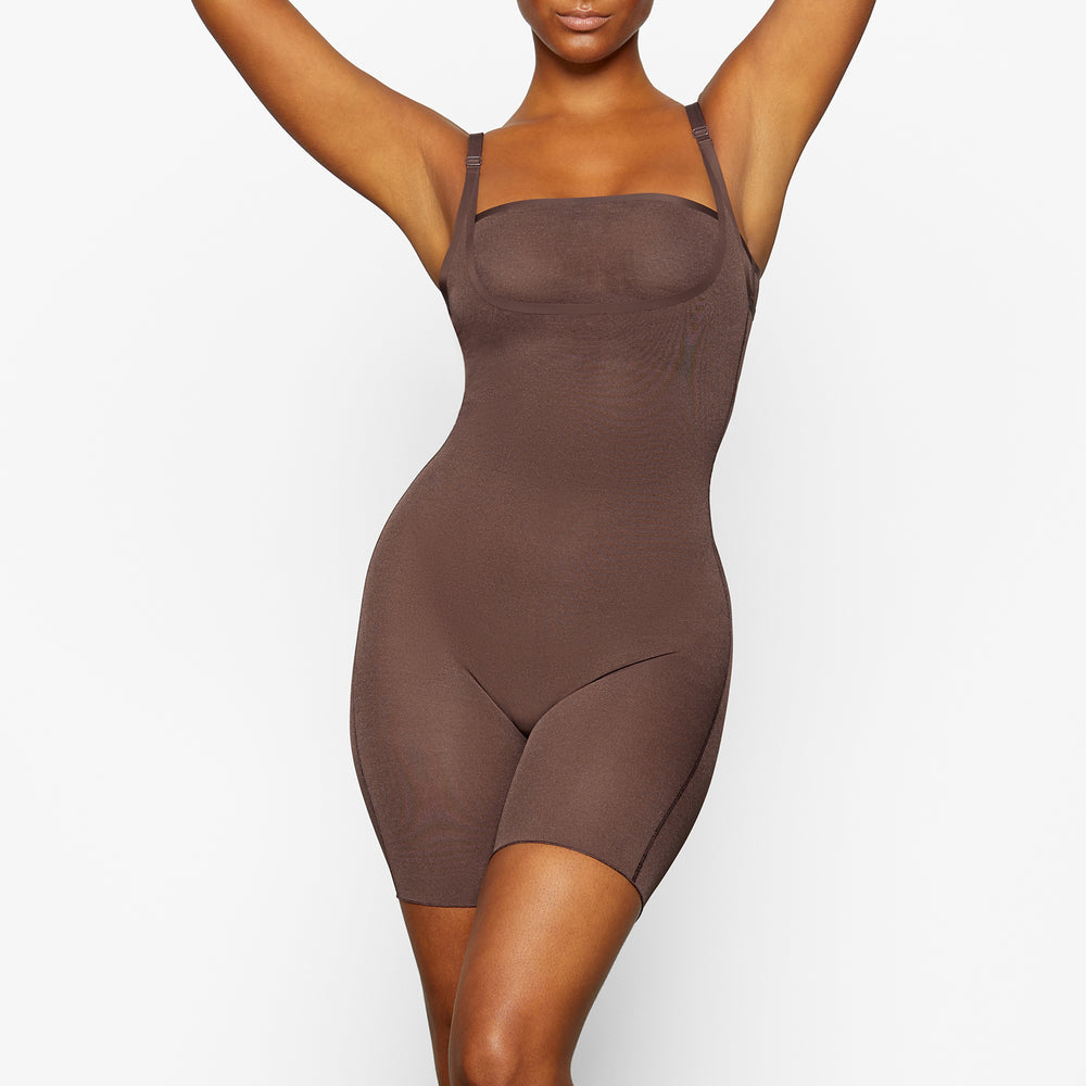 Skims SHEER SCULPT OPEN BUST Bodysuit Čokoláda | IHKW-07254