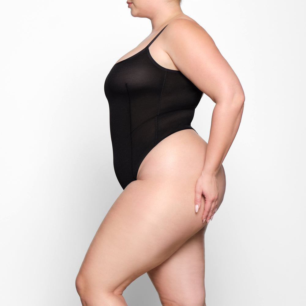 Skims SHEER SCULPT THONG Bodysuit Čierne | FSGA-82059