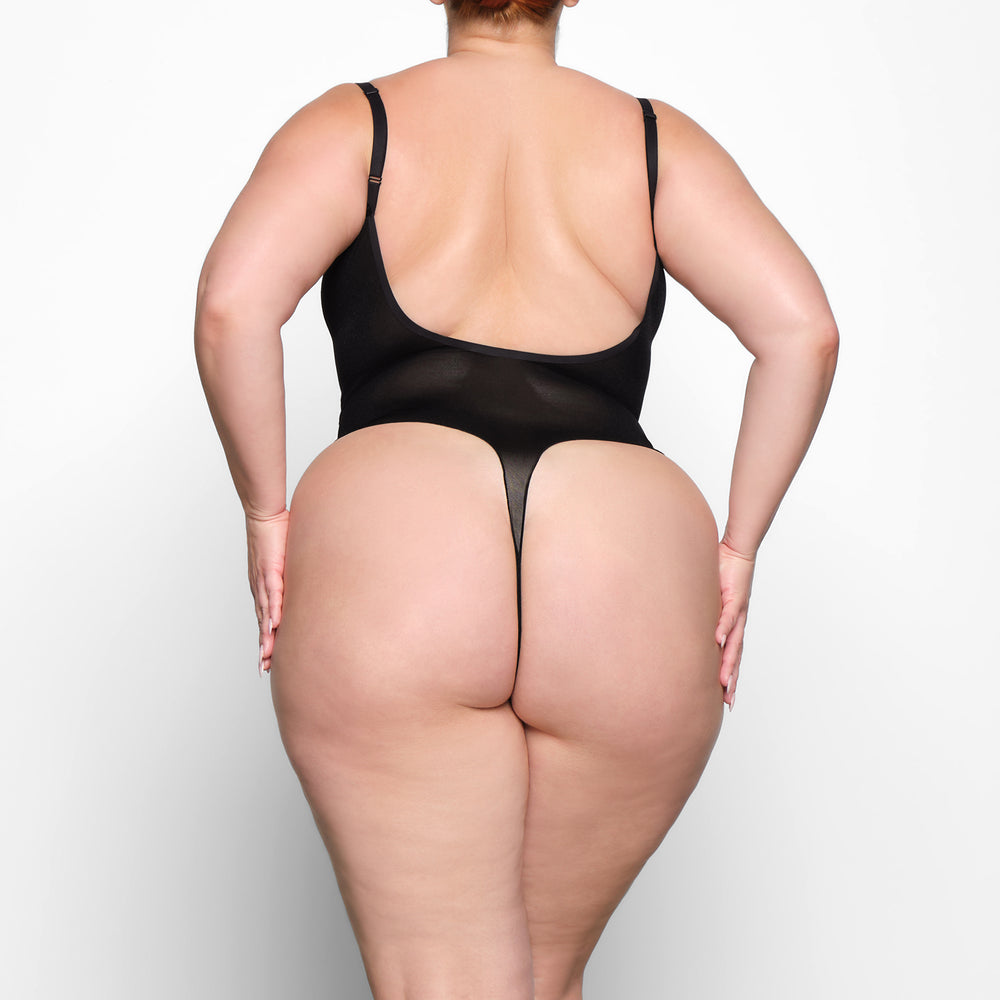 Skims SHEER SCULPT THONG Bodysuit Čierne | FSGA-82059