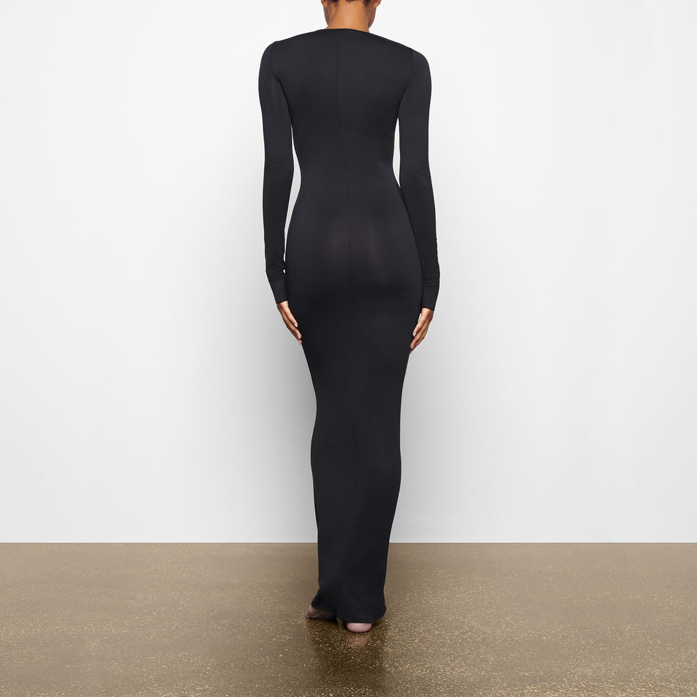 Skims SMOOTH LOUNGE CREW NECK LONG SLEEVE Dress Čierne | LEUJ-81709