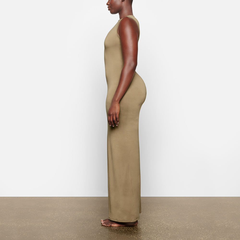Skims SMOOTH LOUNGE CREW NECK SLEEVELESS Dress Hnedožltý | RBHX-14089