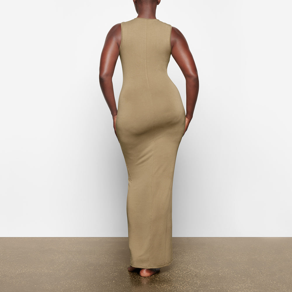 Skims SMOOTH LOUNGE CREW NECK SLEEVELESS Dress Hnedožltý | RBHX-14089