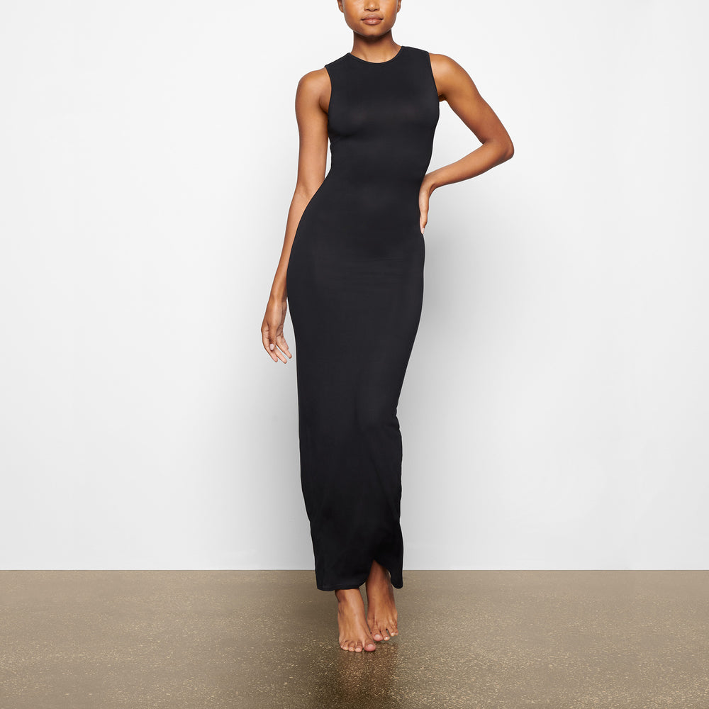 Skims SMOOTH LOUNGE CREW NECK SLEEVELESS Dress Čierne | YQHO-70186