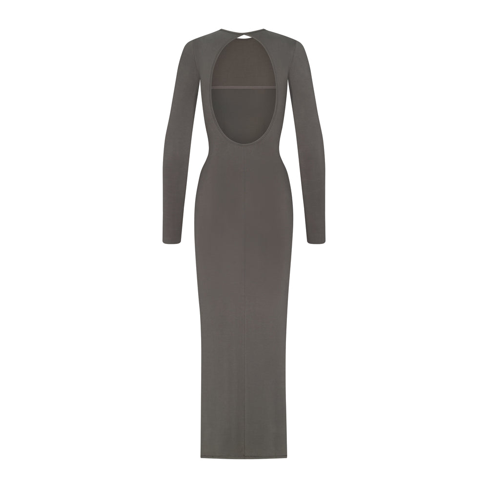 Skims SMOOTH LOUNGE LONG SLEEVE OPEN BACK Dress Tmavo Siva | SBLX-01293
