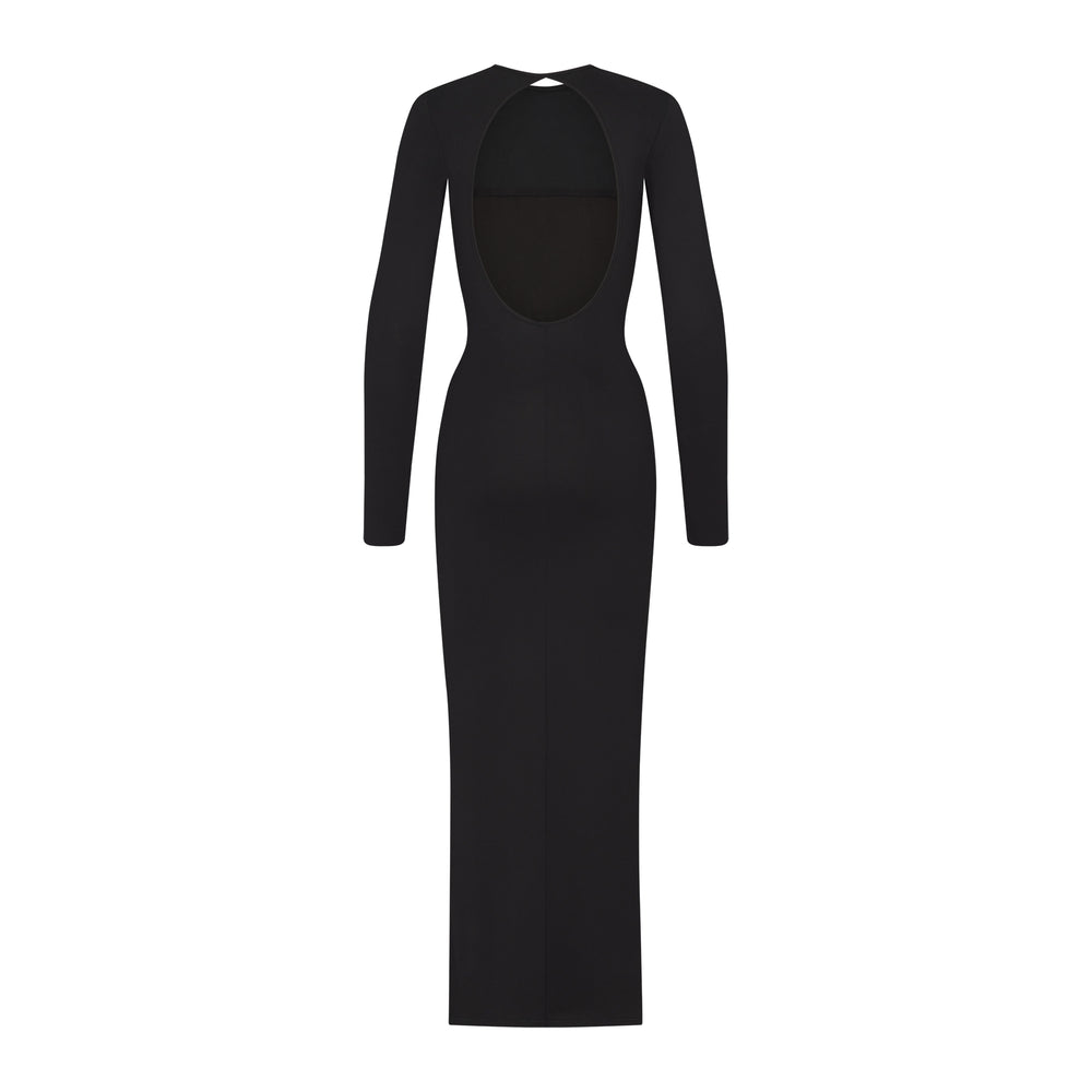 Skims SMOOTH LOUNGE LONG SLEEVE OPEN BACK Dress Čierne | ZRCG-02837