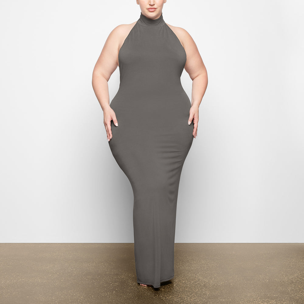 Skims SMOOTH LOUNGE LOW BACK HALTER Dress Tmavo Siva | JYIQ-05236