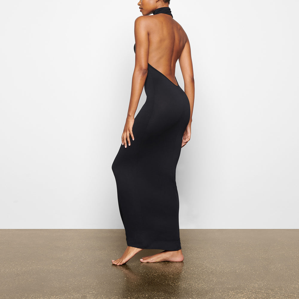 Skims SMOOTH LOUNGE LOW BACK HALTER Dress Čierne | YOST-20573