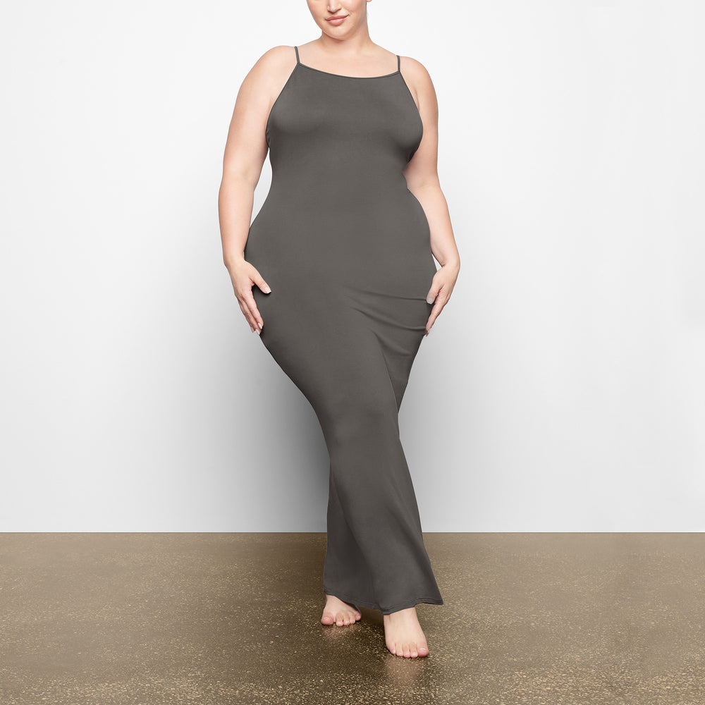 Skims SMOOTH LOUNGE LOW BACK KEYHOLE Dress Tmavo Siva | FOXC-94765