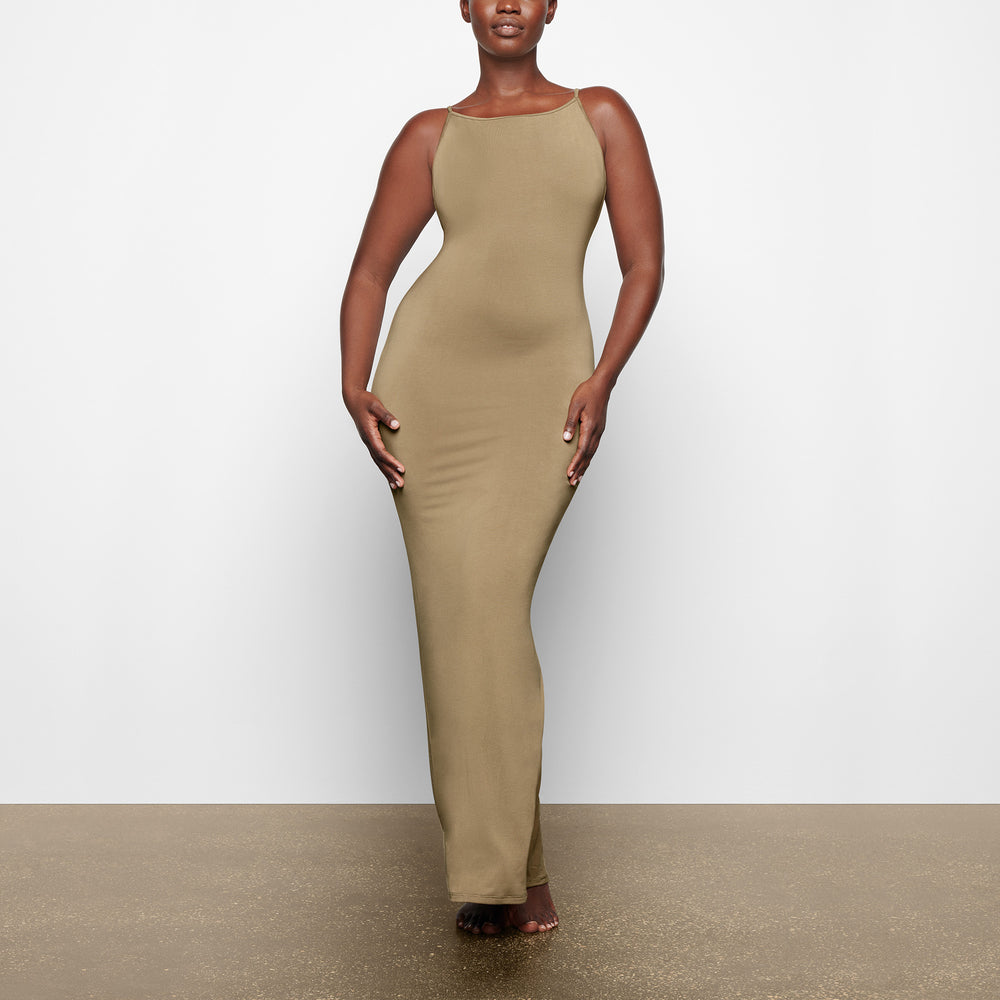 Skims SMOOTH LOUNGE LOW BACK KEYHOLE Dress Hnedožltý | HTSO-20861