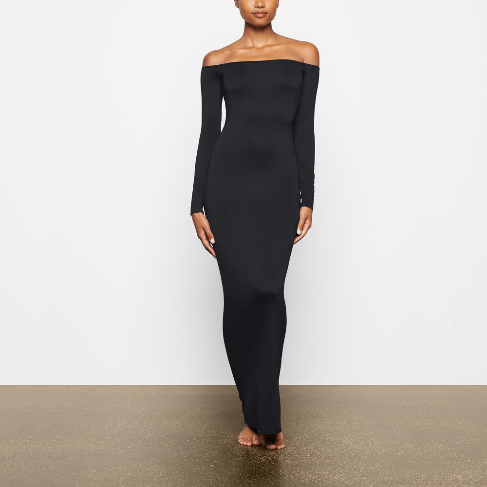 Skims SMOOTH LOUNGE OFF THE SHOULDER Dress Čierne | TNXL-39276