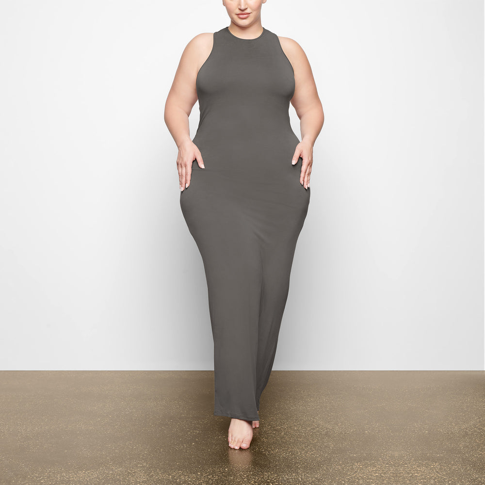 Skims SMOOTH LOUNGE OPEN RACERBACK Dress Tmavo Siva | CJYR-15462