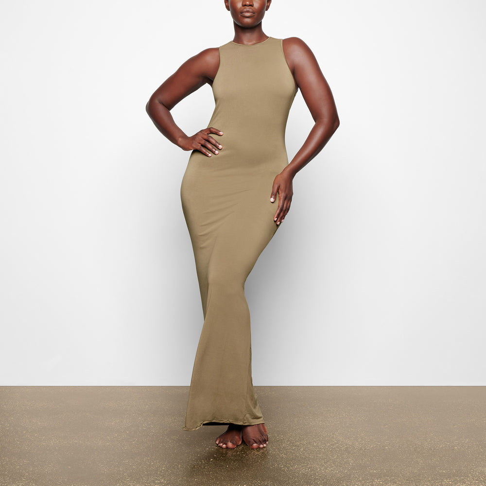 Skims SMOOTH LOUNGE OPEN RACERBACK Dress Hnedožltý | ESCU-51498