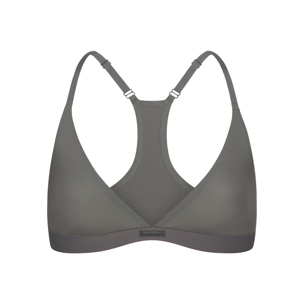 Skims SMOOTH RIB RACERBACK TRIANGLE Bralette Tmavo Siva | ZOWR-90476