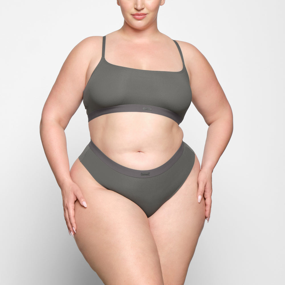 Skims SMOOTH RIB SCOOP NECK Bralette Tmavo Siva | ZBXQ-64283